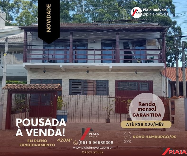 POUSADA À VENDA - OPORTUNIDADE IMPERDÍVEL EM NOVO HAMBURGO/RS Aproximadamente 420m²